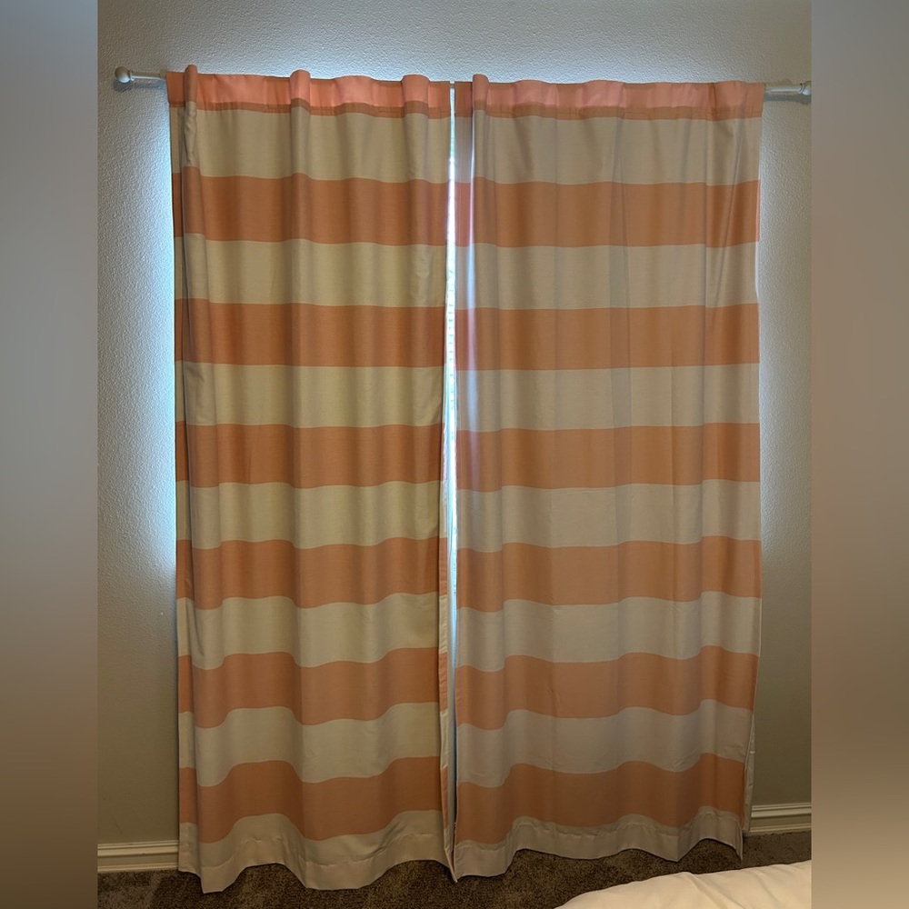 Pink and White Blackout Curtain Panels (2) 84” - Picture 3 of 6